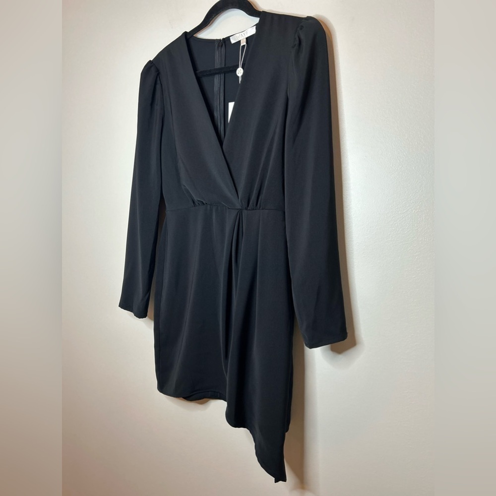 WAYF Banks Plunging Black Asymmetrical Mini Dress Size S - Picture 6 of 10